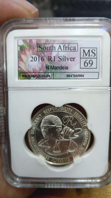 Mandela 2016 silver R1 graded MS69