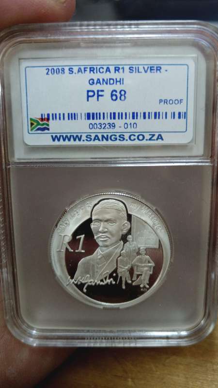 Gandhi 2008 Proof silver R1 PF68