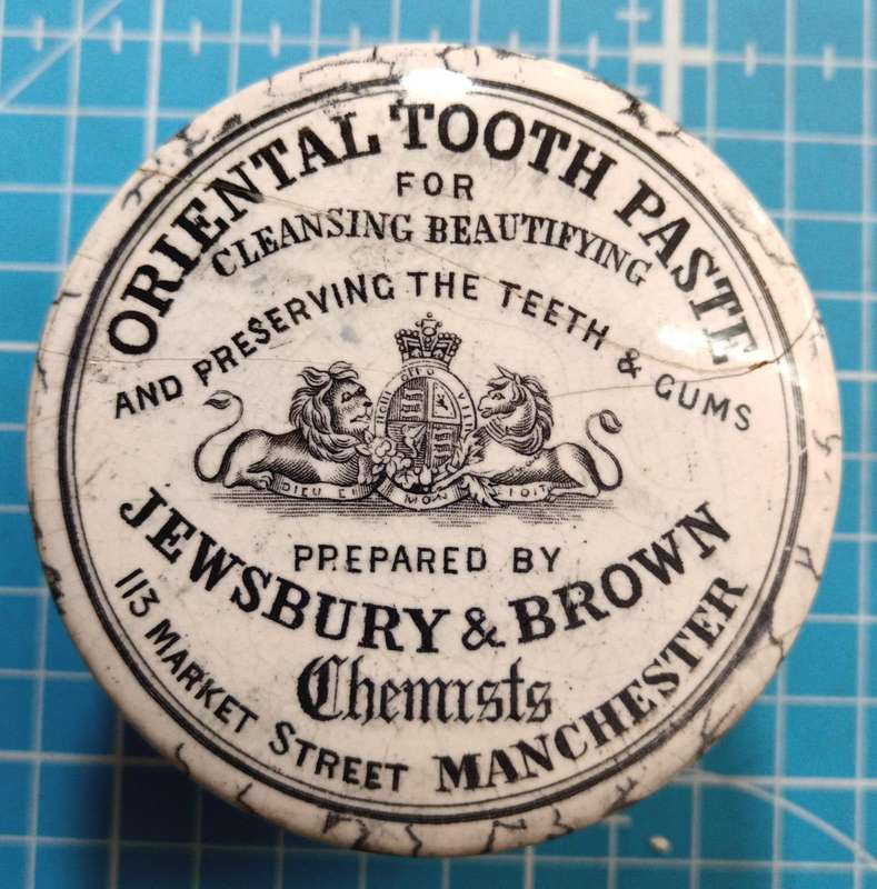 oriental tooth paste Jewsbury brown chemists container
