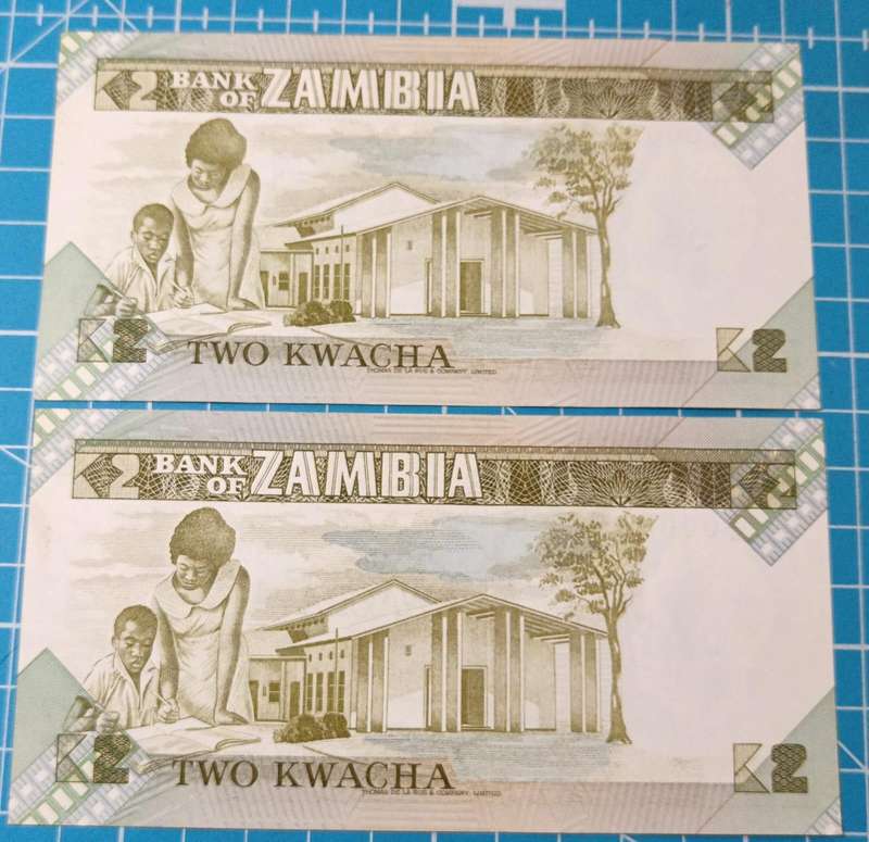 Zambia 2 Kwacha notes x 2