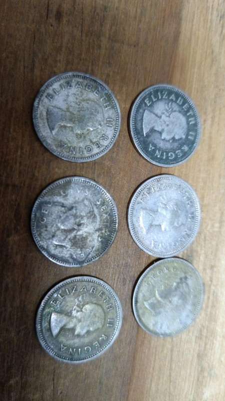 6 x 50% 3 pence coins