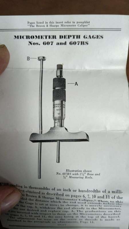 Vintage Brown and Sharp Depth Micro meter