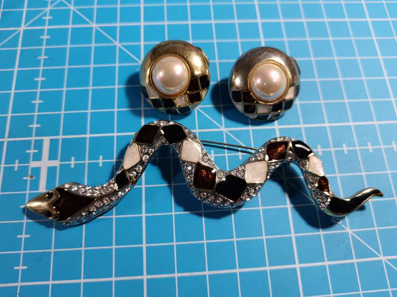 Costume Jewellery - snake brooch with earring combo