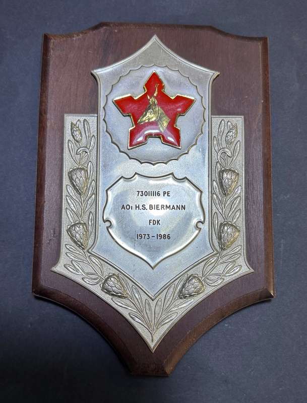 SADF - Commemorative Plaque to :AO1 H.S.Bierman FDK
