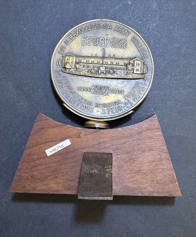 SADF - Army College Commemorative Plaque : Kol Groenewald