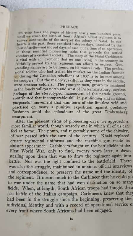 NATAL CARBINEERS The History Of The Regiment From Its Foundation