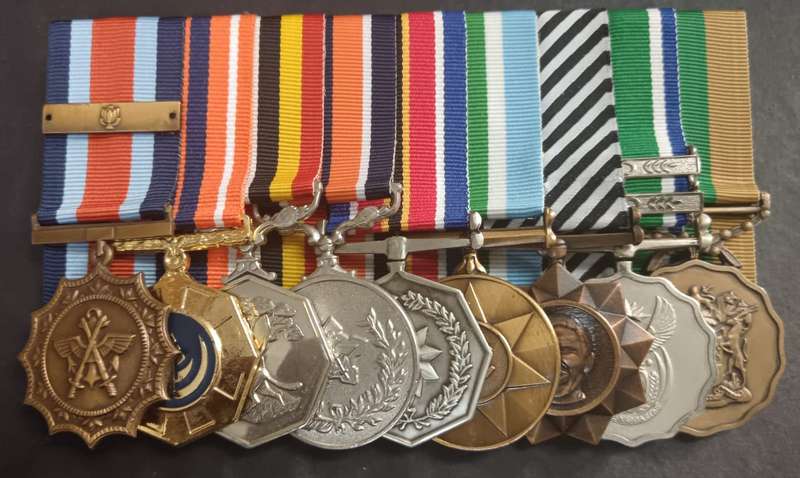SADF - Full Size 30 Year Service Medal Group of 9 Medals
