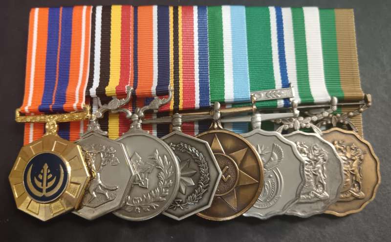 SADF - Full Size 20 Year Service Medal Group of 8 Medals