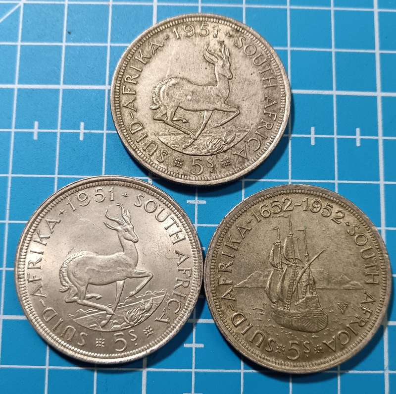 Union of South Africa Silver - Collection of 3 Silver Crowns