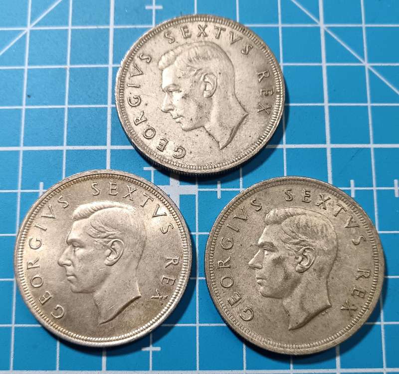 Union of South Africa Silver - Collection of 3 Silver Crowns