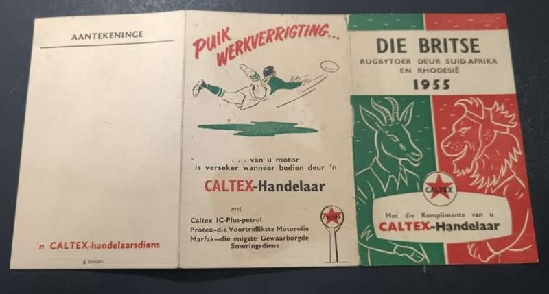 1953 British Rugby Tour to South Africa and Rhodesia Souvenir from Caltex