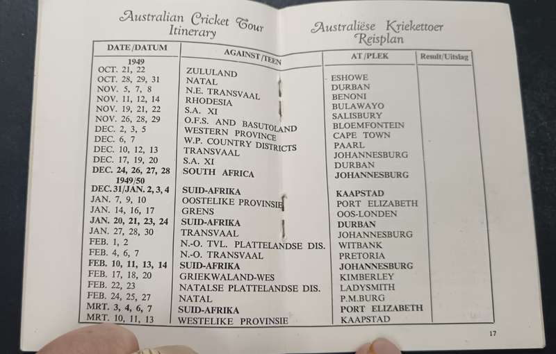 1949/50 Australian Cricket Tour to South African Souvenir