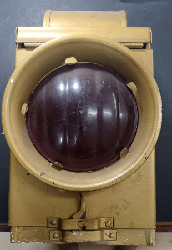 South African Railways Red One-Way Lantern with Inside Burner