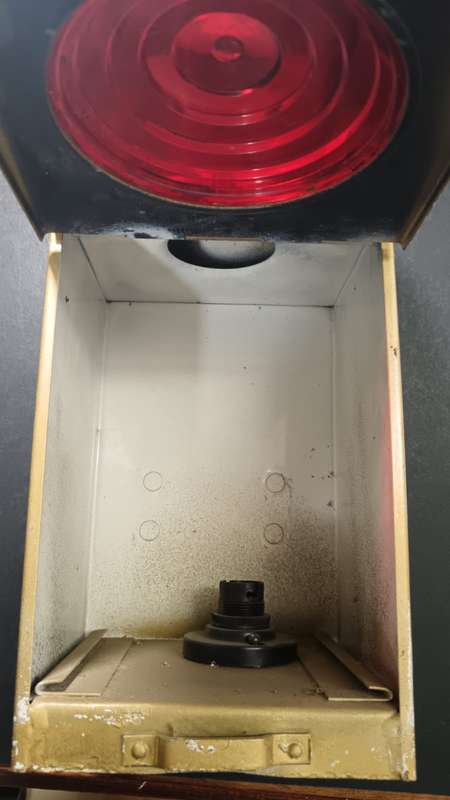 South African Railways Red One-Way Lantern with Inside Burner