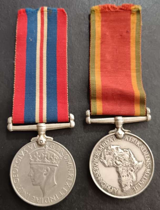 Full Szize World War Two Pair with Silver Africa Service Medal:K.Botterill