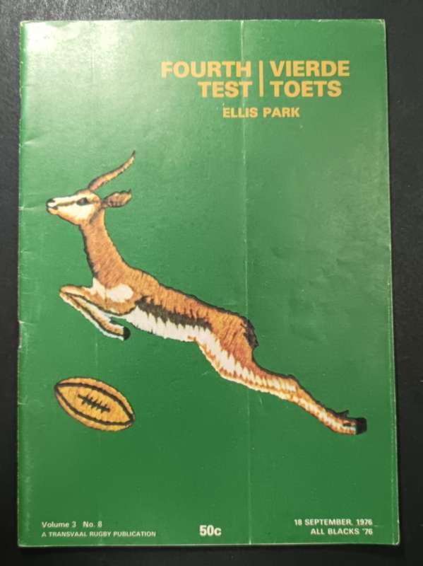 1976 All Blacks VS The Springboks at Ellis Park Programme - Top Condition