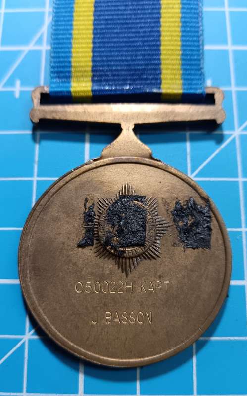 Full Size South African (SAP) 75 Year Medal:J.Basson