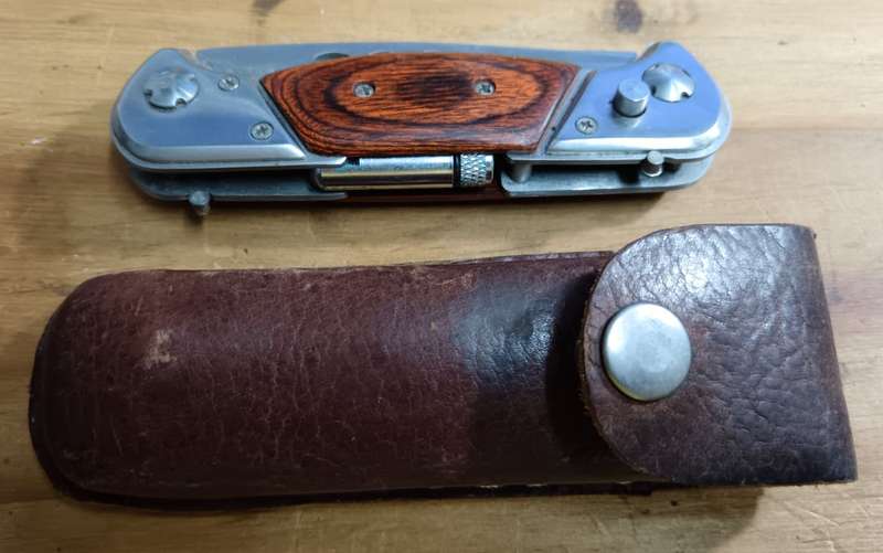 Modern Stainless Steel Folding Knife with Sheath