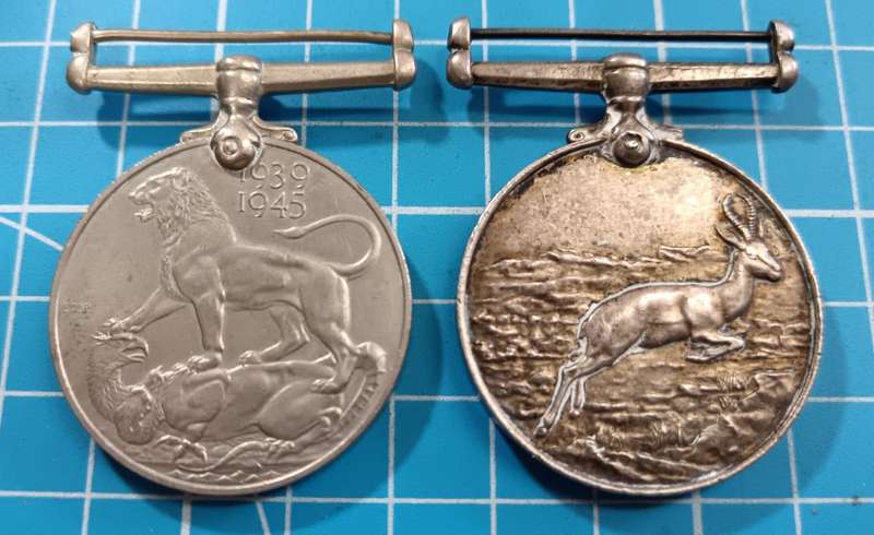 Full Size World War Two Pair with Silver Africa Service Medal: K.M.Keys