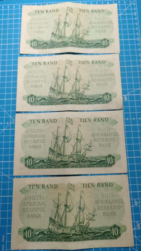 Republic of South Africa : MH De Kock Ten Rand Notes in Sequence