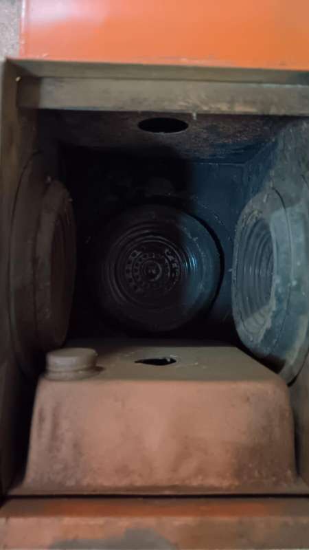 South African Railways Red One-Way Lantern with Inside Burner