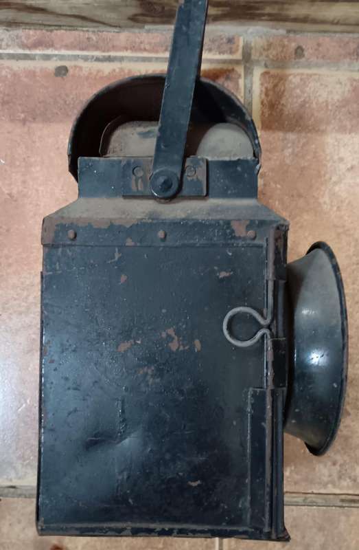 South African Railways Red One-Way Lantern with Inside Burner
