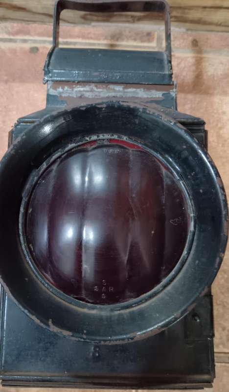 South African Railways Red One-Way Lantern with Inside Burner