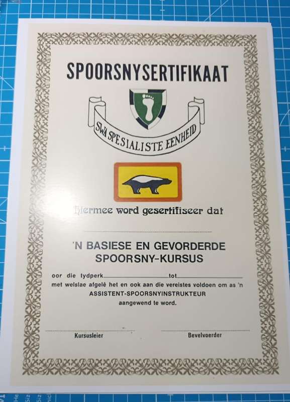 SADF - Original Period SWA Tracker Qualification Certificate