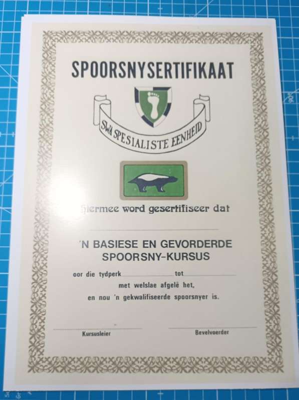 SADF - Original Period SWA Tracker Qualification Certificate