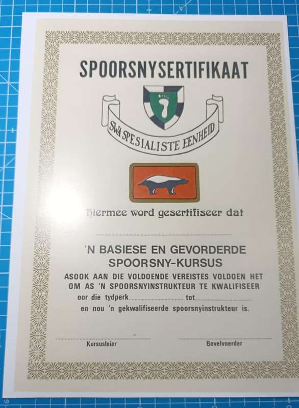 SADF - Original Period SWA Tracker Qualification Certificate