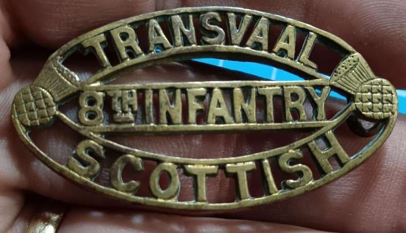 South African Transvaal Scottish Volunteers Regiment Shoulder Title