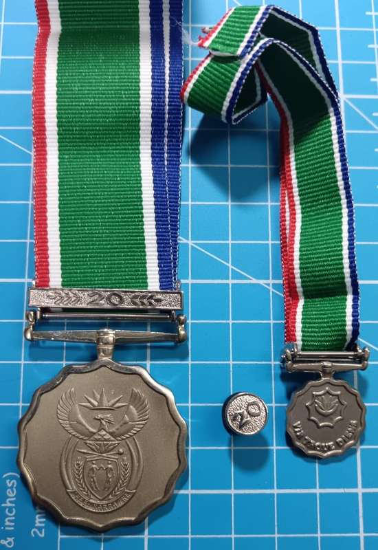 SADF - 20 Years Faitful Service Full Size Medal with Miniature