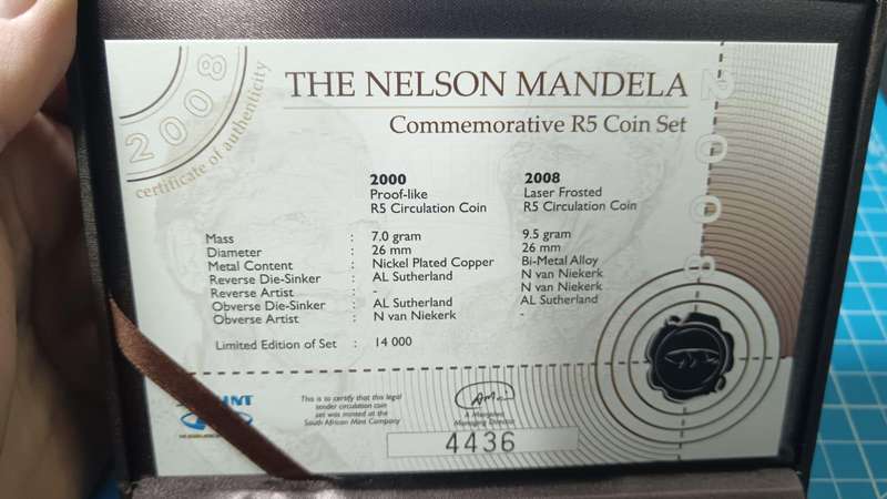 Nelson Mandela Commemorative R5 Coin Set in Case with Certificate