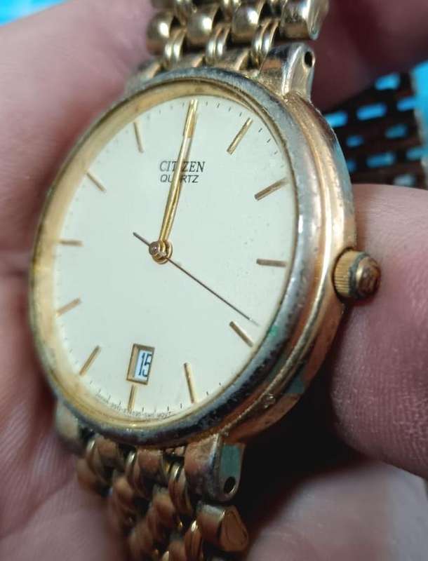 VTG Seiko Men 5Y39-2009 Champagne Dial Date Gold Tone 35mm Quartz Watch