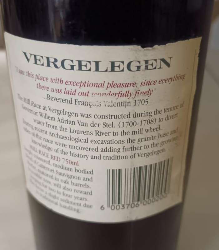 Vintage Vergelegen Red Wine