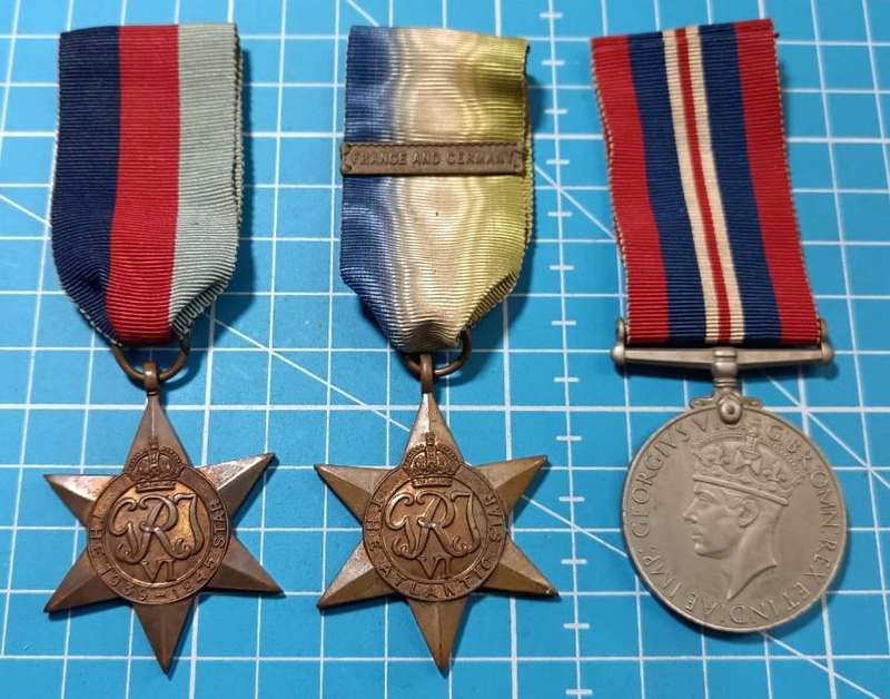 Full Size World War Two Atlantic Star Group of 3 : British Issue