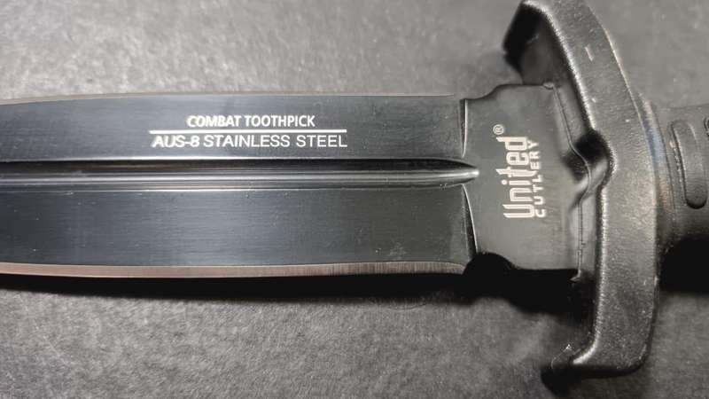 United Cutlery Combat Commander Boot Knife 5" Black Double Edge Blade, Zytel Handle