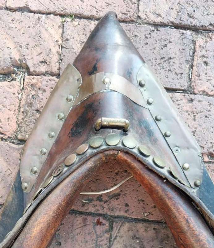 Horse Collar with Metal Elements Leather Yoke Ranch Decor Wall Hanging Antique