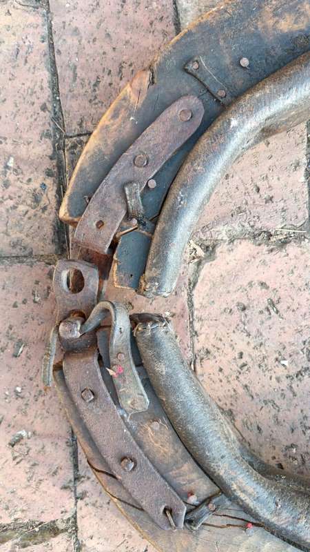 Horse Collar with Metal Elements Leather Yoke Ranch Decor Wall Hanging Antique