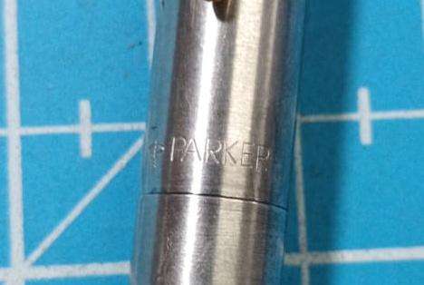 Vintage Parker Arrow Fountain Pen Metal brushed chrome body Medium Nib England