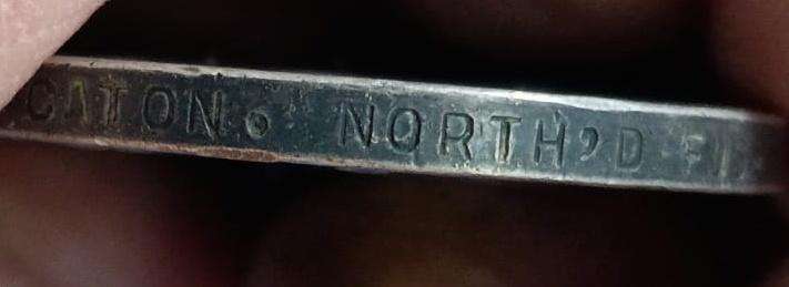 Full Size World War One War Medal:4619 PTE W. Caton North'D Fus