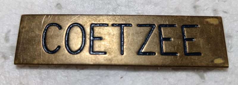 SADF - Coetzee Name Tag