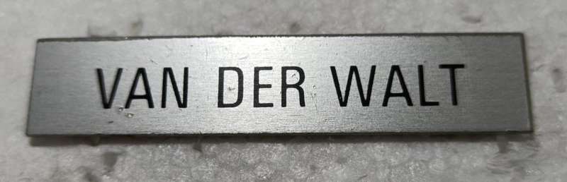 SADF - Van Der Walt Name Tag