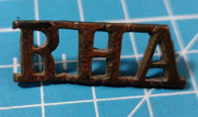 RHA (Royal Horse Artillery) Top-Joined Letters Brass Army Shoulder Title