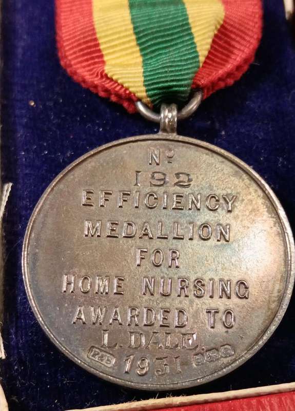 Sterling Silver Home Nursing Efficiency Medal in Original Case Dated 1931