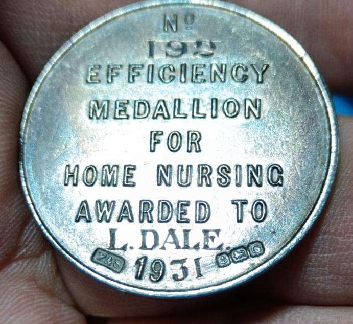 Sterling Silver Home Nursing Efficiency Medal in Original Case Dated 1931