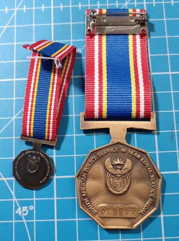 South African Police 10 Year Loyal Service Medal with Miniature