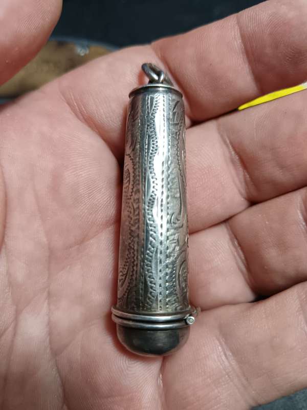 Collett & Anderson Antique 9 ct gold and amber Cigarette Cheroot Holder and sterling Silver Case