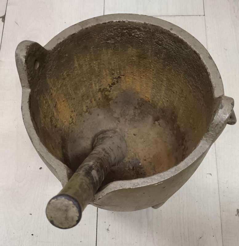 vintage cast iron mortar with pestle