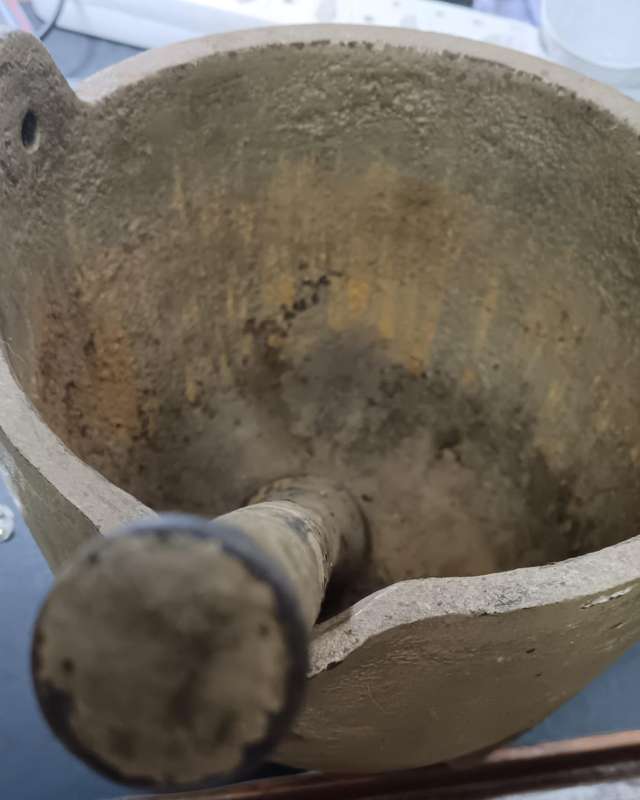vintage cast iron mortar with pestle